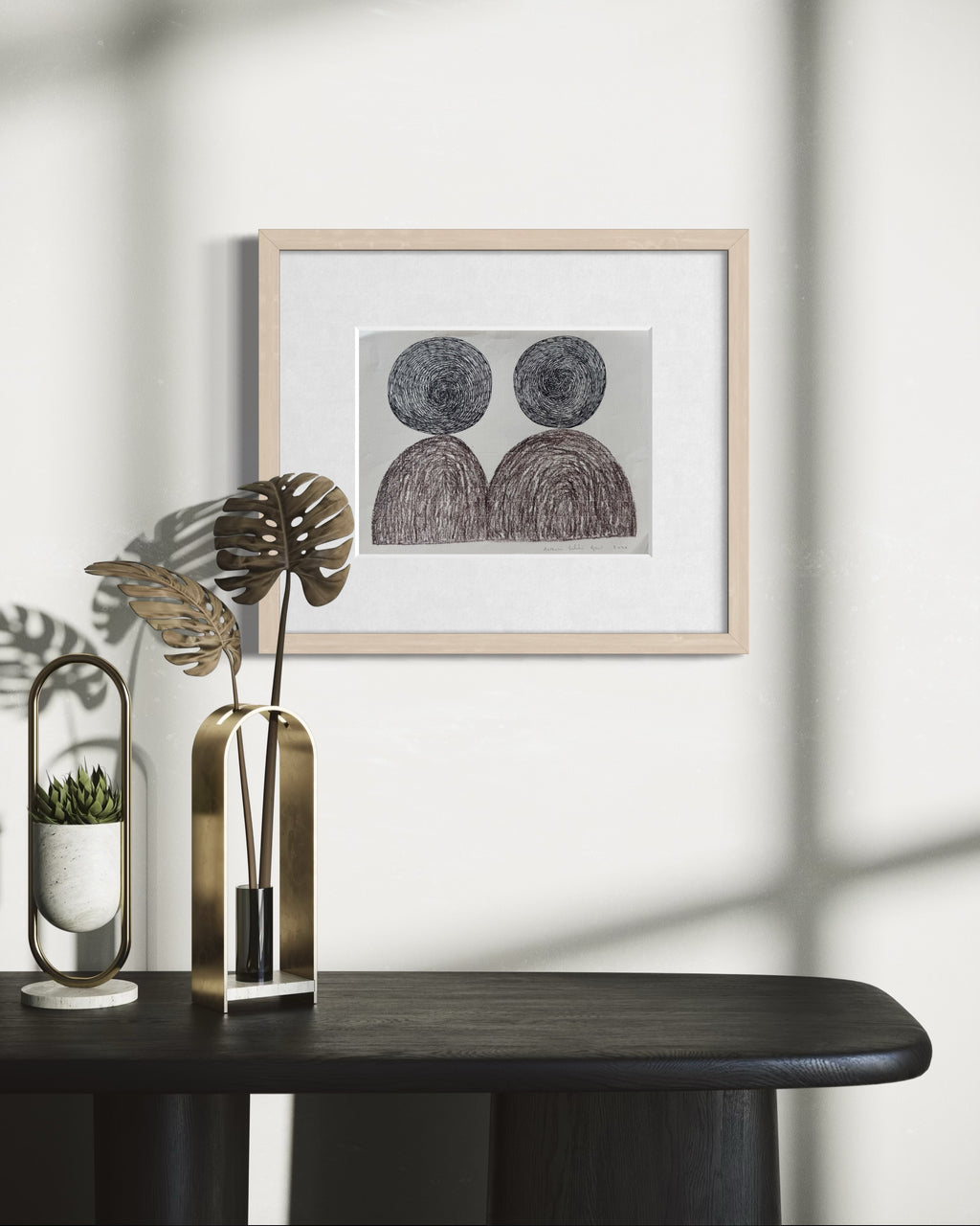 Large geometric abstract painting for modern interior by Nathalie Chikhi