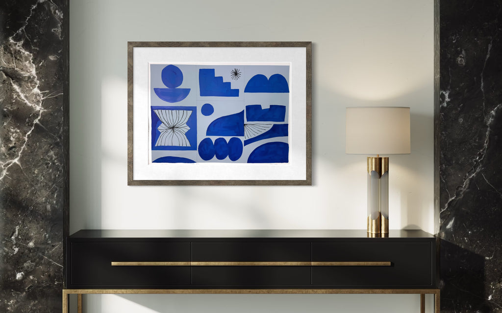 Blue Ocean — Abstract Blue Painting on Paper (Calming Contemporary Wall Art)