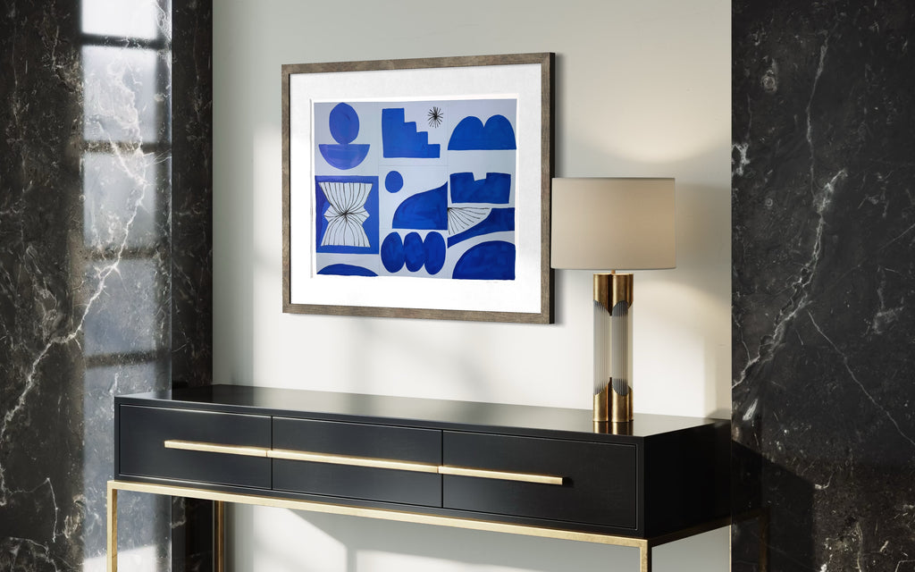Blue Ocean — Abstract Blue Painting on Paper (Calming Contemporary Wall Art)