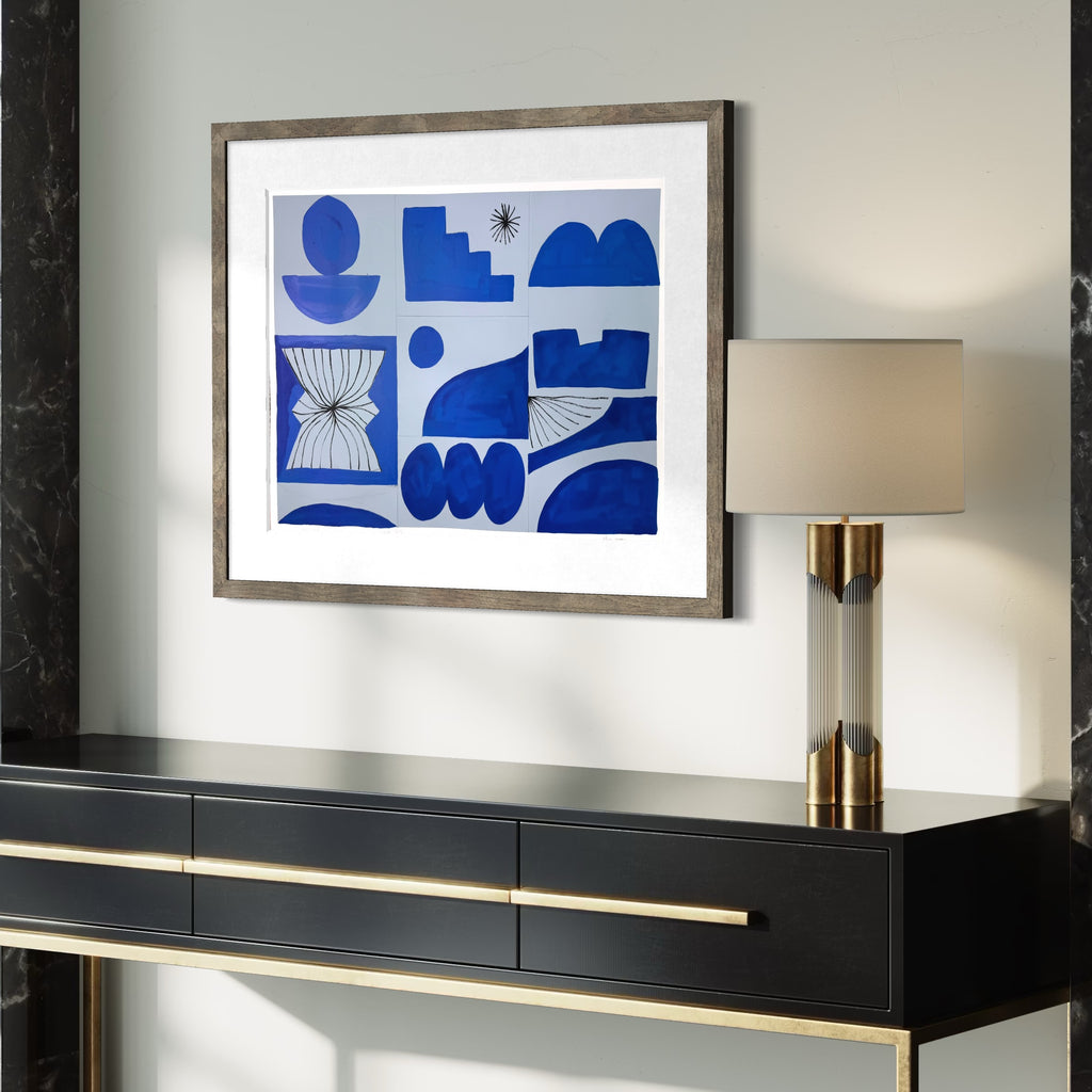 Blue Ocean — Abstract Blue Painting on Paper (Calming Contemporary Wall Art)