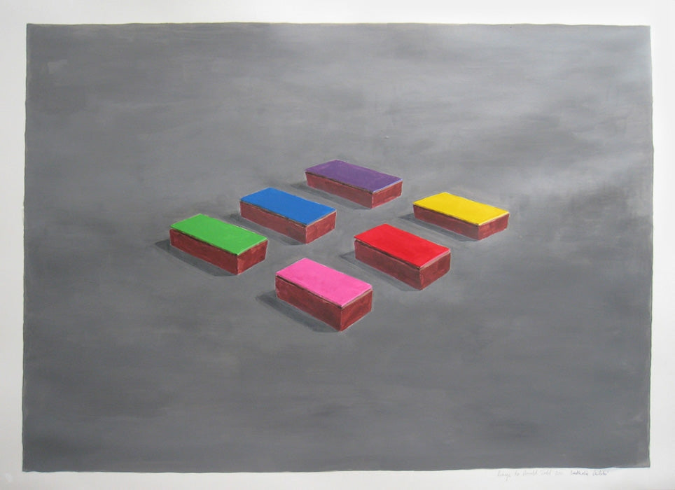 Homage to Donald Judd by Nathalie Chikhi, acrylic on Arches paper, 22 by 30 inches
