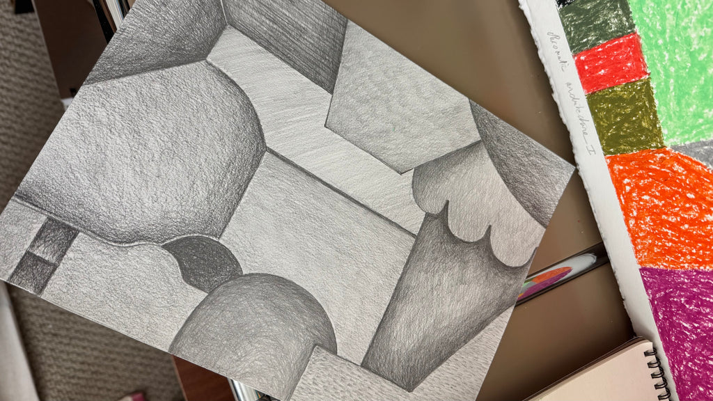 pencil artwork geometric abstract drawing for modern interior by Nathalie Chikhi