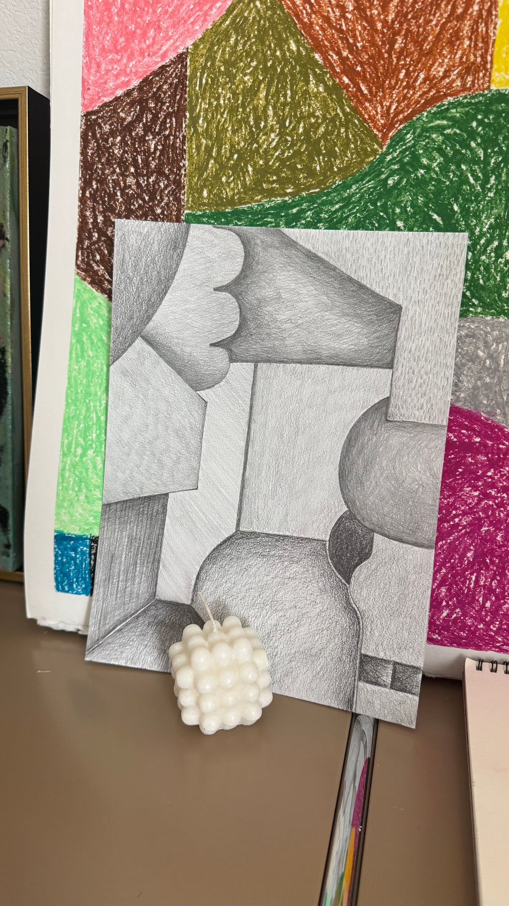 pencil artwork geometric abstract drawing for modern interior by Nathalie Chikhi