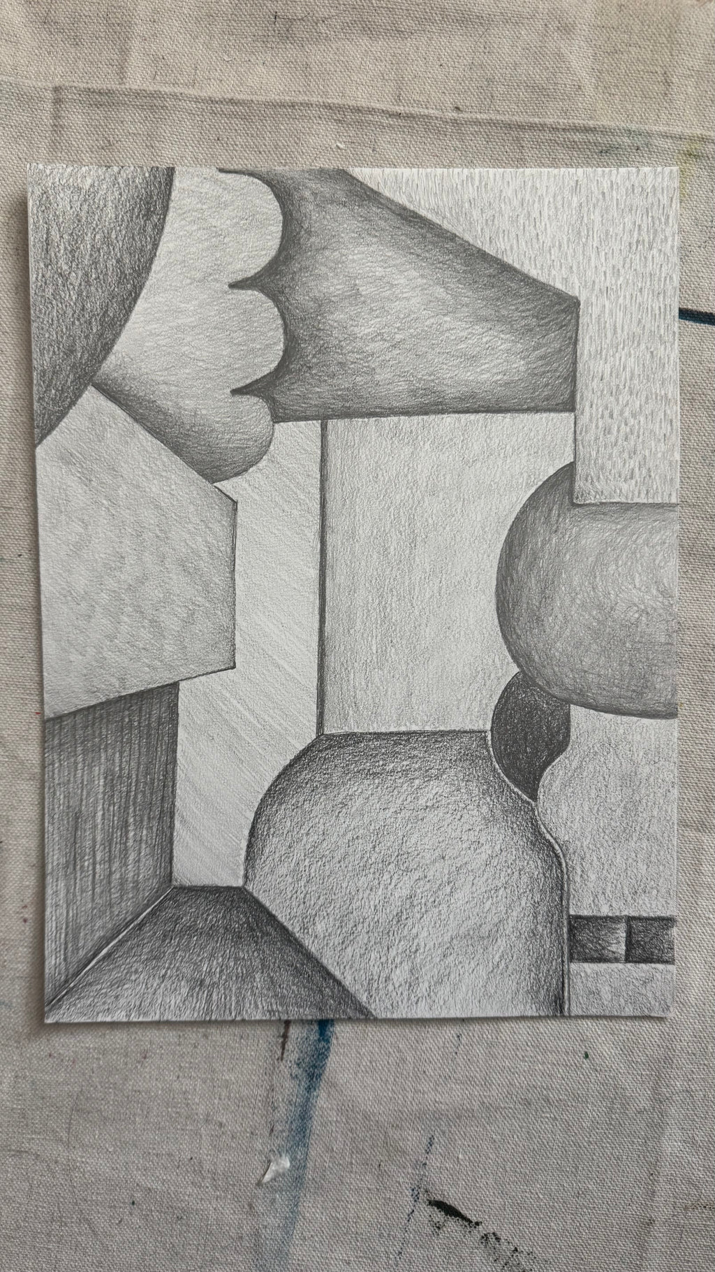 pencil artwork geometric abstract drawing for modern interior by Nathalie Chikhi